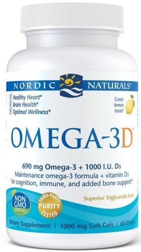 Nordic Naturals Omega 3D 690mg + 1000iu D3 Lemon 60 Softgels