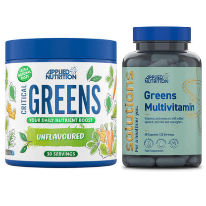 Applied Nutrition Greens Powder 30 Servings + Greens Multivitamins & Applied 600ml shaker Combo deal