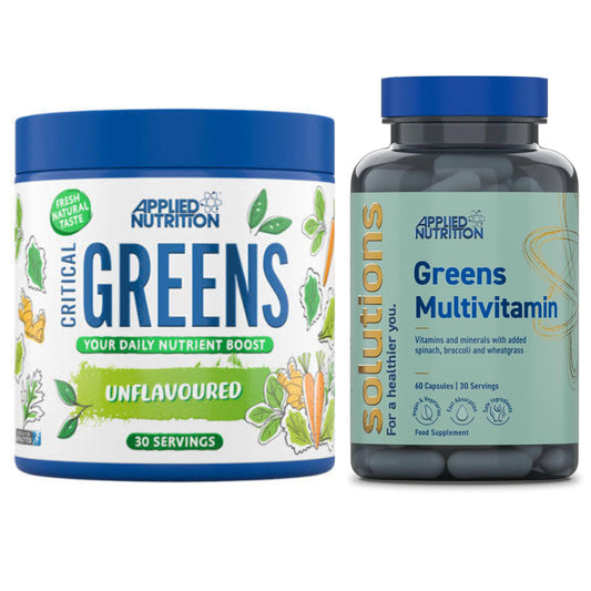 Applied Nutrition Greens Powder 30 Servings + Greens Multivitamins & Applied 600ml shaker Combo deal