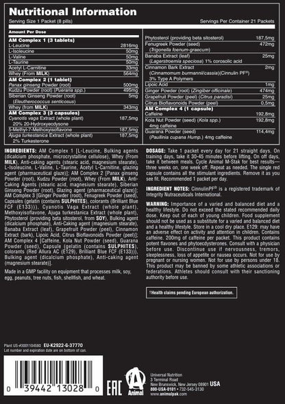 Animal M-Stak 21 Packs | Natural Anabolic Stack for Hard Gainers