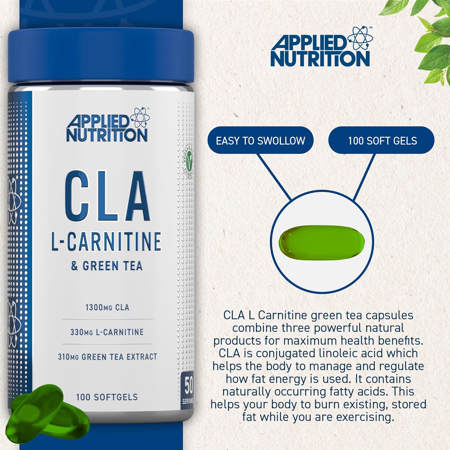 cla l carnitine and green tea extract Applied Nutrition CLA, L-Carnitine & Green Tea – Ultimate Fitness 4u