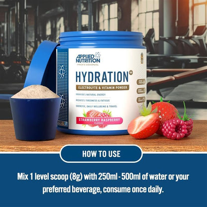 Applied Nutrition Hydration+ Powder 240g | Electrolytes, Vitamins & Coconut Water | 30 Servings | 4 Flavours
