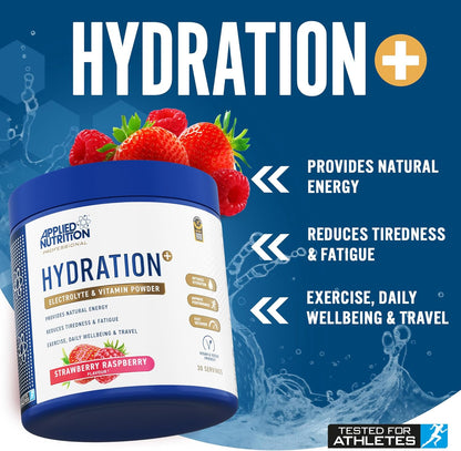 Applied Nutrition Hydration+ Powder 240g | Electrolytes, Vitamins & Coconut Water | 30 Servings | 4 Flavours