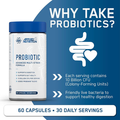 Applied Nutrition Probiotic 60 Capsules | 10 Billion CFU | 11 Strains | 30 Servings