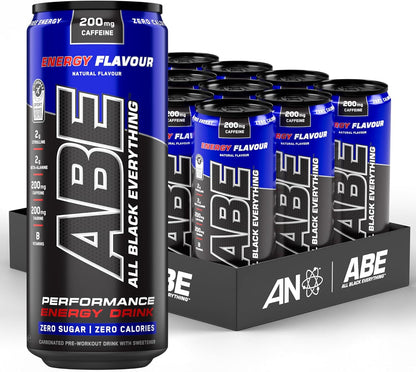 Applied Nutrition ABE RTD Energy Drink 12x330ml | 200mg Caffeine | Zero Sugar | 8 Flavours