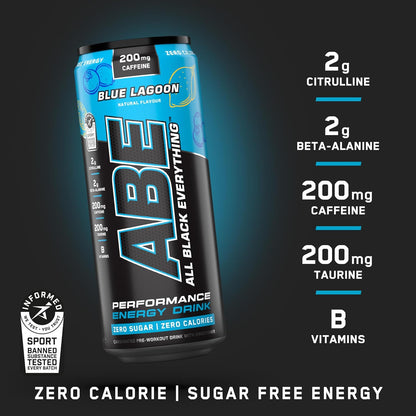 Applied Nutrition ABE RTD Energy Drink 12x330ml | 200mg Caffeine | Zero Sugar | 8 Flavours