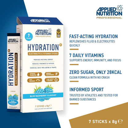 Applied Nutrition Hydration+ Sticks 7x8g | 1,190mg Electrolytes | Aquamin™ | Informed Sport