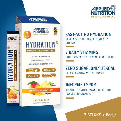 Applied Nutrition Hydration+ Sticks 7x8g | 1,190mg Electrolytes | Aquamin™ | Informed Sport