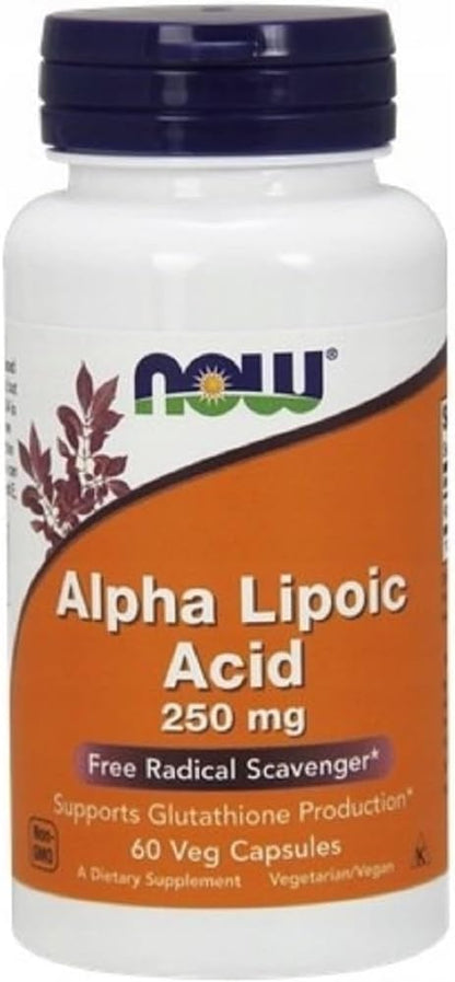 NOW Foods Alpha Lipoic Acid 250mg | 60 Veg Capsules | Antioxidant Support | Vegan