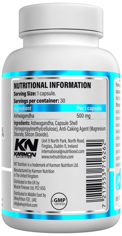 NXT Nutrition Ashwagandha 500mg | 30 Capsules | Stress & Recovery