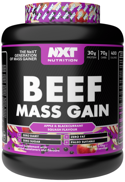 NXT Nutrition Beef Mass Gain | 3.15kg | 30g Beef Protein | 400kcal | Dairy-Free
