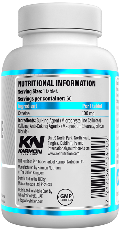 NXT Nutrition Caffeine 100mg | 60 Tablets | Energy & Focus