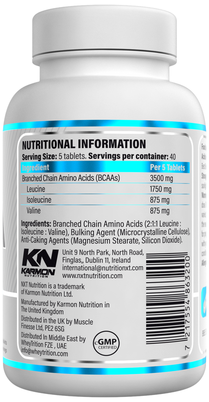 NXT Nutrition BCAA 2:1:1 | 200 Tablets | 3500mg Per Serving | 40 Servings