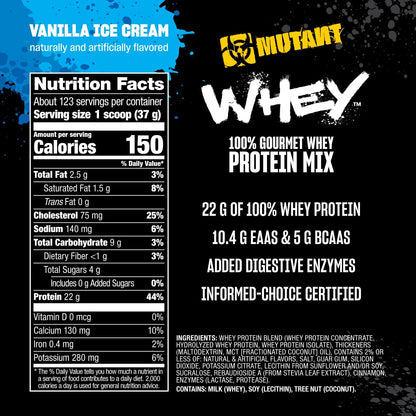 Mutant Whey 2.2kg | 22g Protein | 61 Servings | 4-Whey Blend | 5 Flavours