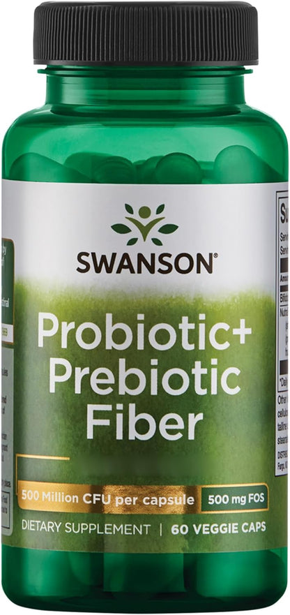 Swanson Probiotic+ Prebiotic Fiber 60 Veggie Capsules