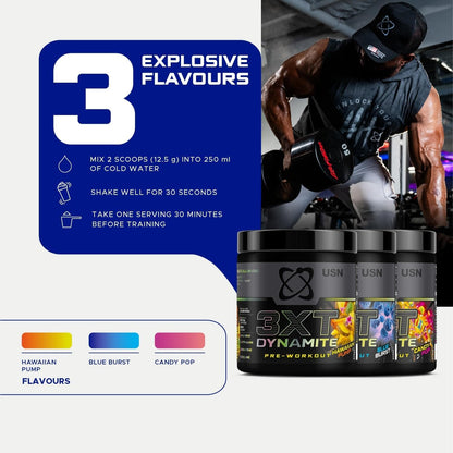USN 3XT Dynamite Pre-Workout 375g Dated 31/05/2026| Creatine, Citrulline & Caffeine