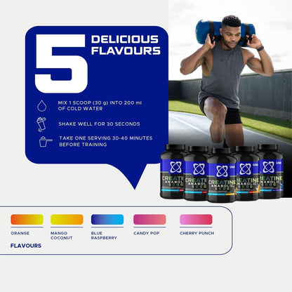 USN Creatine Anabolic 5000 | 900g | Creatine + BCAA + Carbs | 5 Flavours