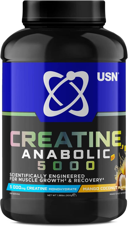 USN Creatine Anabolic 5000 | 900g | Creatine + BCAA + Carbs | 5 Flavours