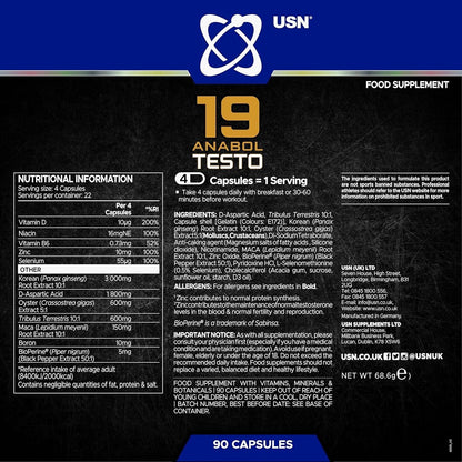 USN Hardcore 19 Anabol Testo 90 Capsules