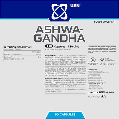 USN Ashwagandha KSM-66 - 60 Capsules
