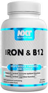 NXT Nutrition Iron & B12 30 Tablets | 20mg Iron & 20µg B12 | One-A-Day