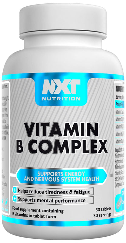 NXT Nutrition Vitamin B Complex 60 Tablets | Full B-Vitamin Spectrum + Vitamin C | 30 Servings