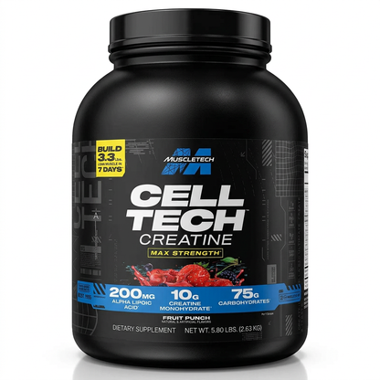MuscleTech Cell-Tech Creatine 2.63kg Fruit Punch tub, 3D studio render