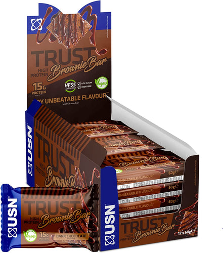 USN Trust Vegan Brownie Bars x 12 - Premium protein bars from Ultimate Fitness 4u - Just $9.99! Shop now at Ultimate Fitness 4u