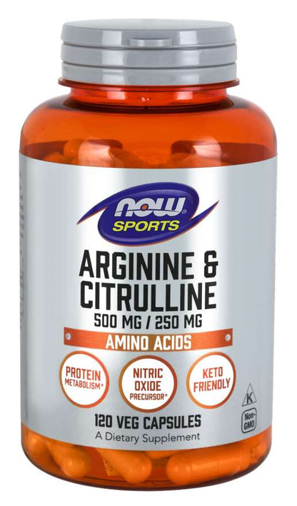 NOW Foods Arginine & Citrulline 120 Vcaps - Premium Pre Workout from Health Supplements UK - Just $19.99! Shop now at Ultimate Fitness 4u