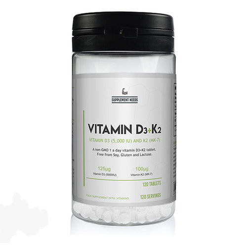 SUPPLEMENT NEEDS Vitamin D3 and K2 120 Tablets - Premium Health Supplement from Health Supplements UK - Just $24.99! Shop now at Ultimate Fitness 4u