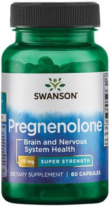 Swanson Pregnenolone, 50mg Super-Strength - 60 caps - Premium vitamins from Health Supplements UK - Just $9.99! Shop now at Ultimate Fitness 4u