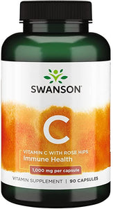 Swanson Vitamin C with Rose Hips Extract, 1000mg - 90 caps - Premium vitamins from Health Supplements UK - Just $9.99! Shop now at Ultimate Fitness 4u
