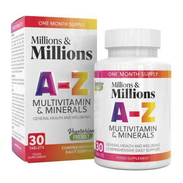 Millions & Millions A-Z Multi-Vitamin & Minerals 30 Tablets - Premium vitamins from Health Supplements UK - Just $4.99! Shop now at Ultimate Fitness 4u