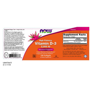 Now Foods Vitamin D 2000 IU 120 Softgels - Premium vitamins from Health Supplements UK - Just $9.99! Shop now at Ultimate Fitness 4u